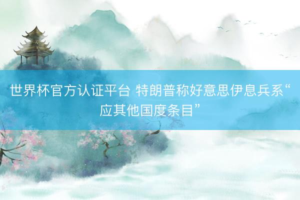 世界杯官方认证平台 特朗普称好意思伊息兵系“应其他国度条目”