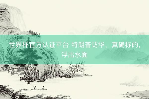 世界杯官方认证平台 特朗普访华，真确标的，浮出水面