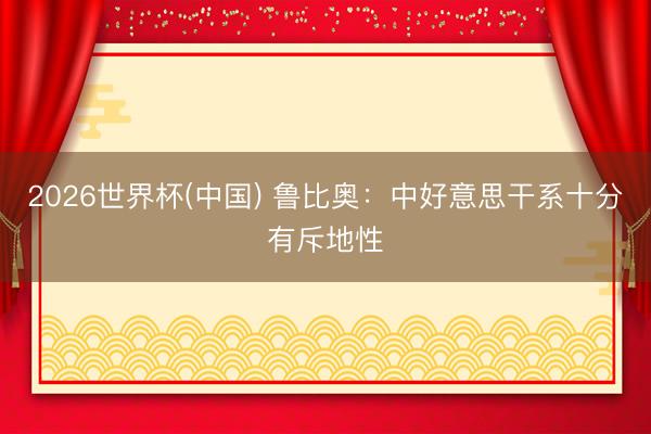 2026世界杯(中国) 鲁比奥：中好意思干系十分有斥地性