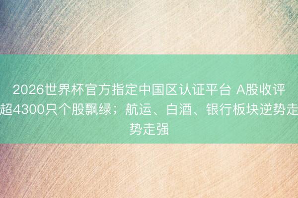 2026世界杯官方指定中国区认证平台 A股收评:超4300只个股飘绿;航运、白酒、银行板块逆势走强