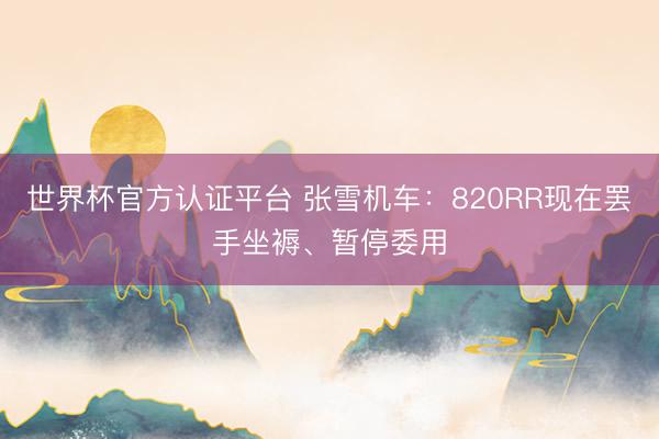 世界杯官方认证平台 张雪机车:820RR现在罢手坐褥、暂停委用