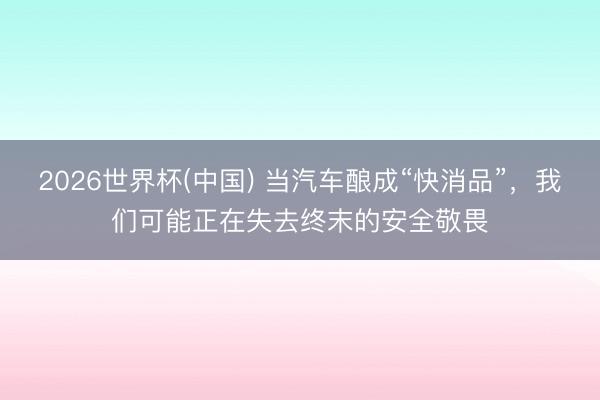 2026世界杯(中国) 当汽车酿成“快消品”，我们可能正在失去终末的安全敬畏