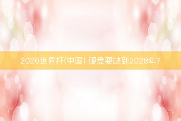 2026世界杯(中国) 硬盘要缺到2028年？