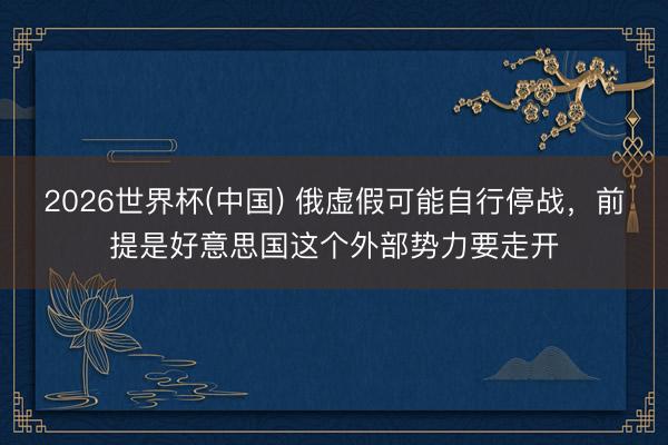 2026世界杯(中国) 俄虚假可能自行停战,前提是好意思国这个外部势力要走开