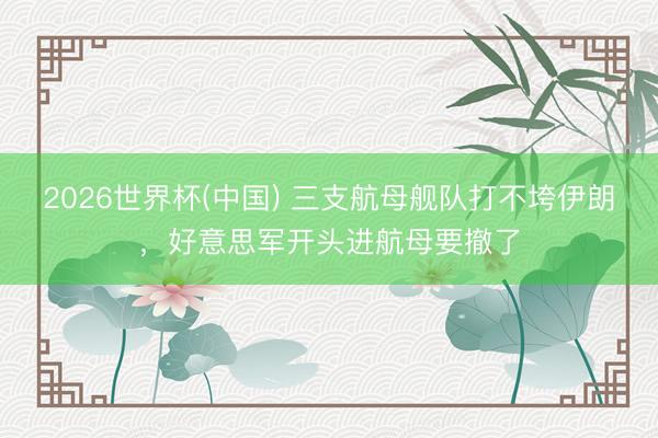 2026世界杯(中国) 三支航母舰队打不垮伊朗，好意思军开头进航母要撤了