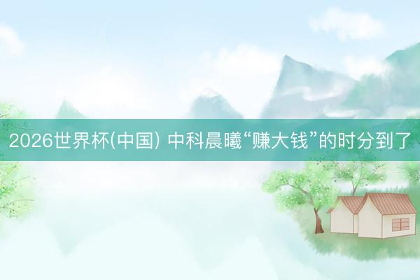 2026世界杯(中国) 中科晨曦“赚大钱”的时分到了