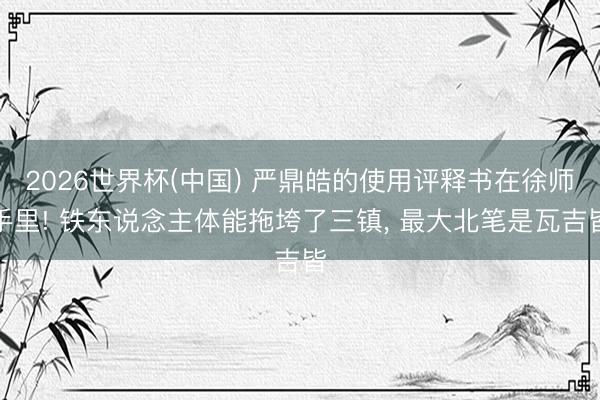 2026世界杯(中国) 严鼎皓的使用评释书在徐师手里! 铁东说念主体能拖垮了三镇, 最大北笔是瓦吉皆