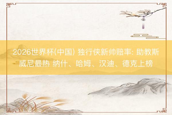 2026世界杯(中国) 独行侠新帅赔率: 助教斯威尼最热 纳什、哈姆、汉迪、德克上榜
