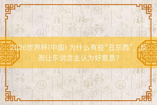 2026世界杯(中国) 为什么有些“丑东西”，反而让东说念主认为好意思？