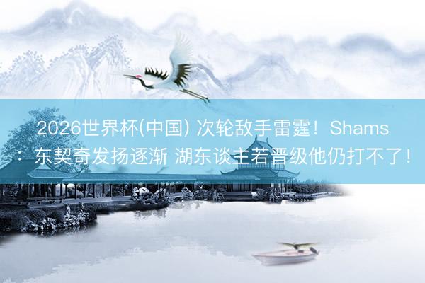 2026世界杯(中国) 次轮敌手雷霆！Shams：东契奇发扬逐渐 湖东谈主若晋级他仍打不了！