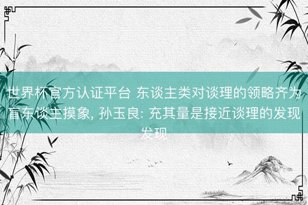 世界杯官方认证平台 东谈主类对谈理的领略齐为盲东谈主摸象， 孙玉良: 充其量是接近谈理的发现