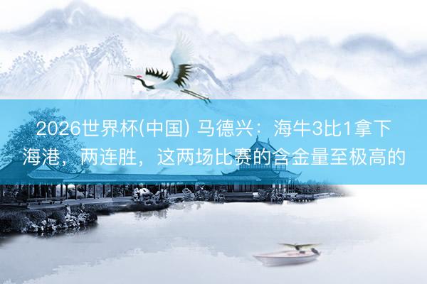 2026世界杯(中国) 马德兴:海牛3比1拿下海港,两连胜,这两场比赛的含金量至极高的
