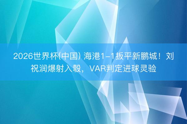 2026世界杯(中国) 海港1-1扳平新鹏城!刘祝润爆射入彀,VAR判定进球灵验