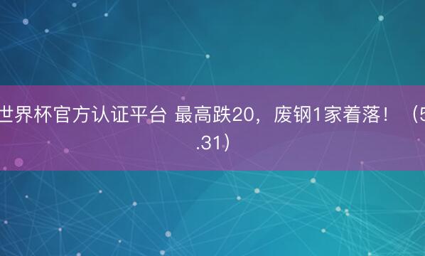 世界杯官方认证平台 最高跌20,废钢1家着落!(5.31)