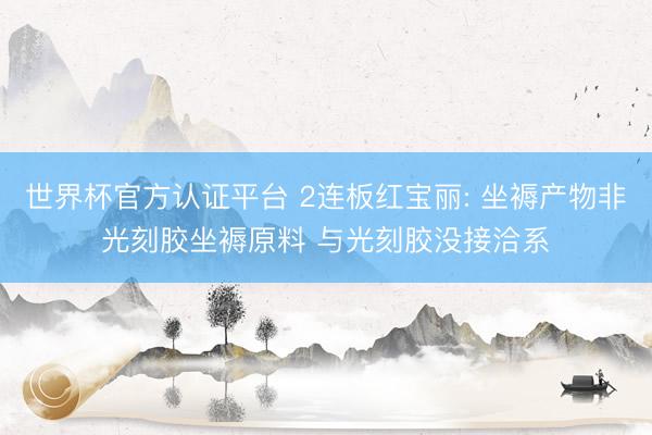 世界杯官方认证平台 2连板红宝丽: 坐褥产物非光刻胶坐褥原料 与光刻胶没接洽系