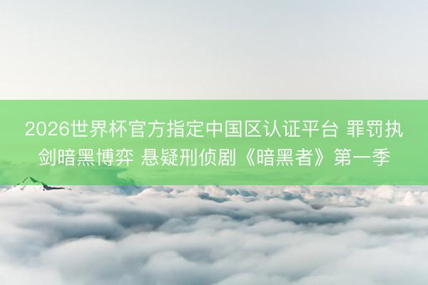2026世界杯官方指定中国区认证平台 罪罚执剑暗黑博弈 悬疑刑侦剧《暗黑者》第一季