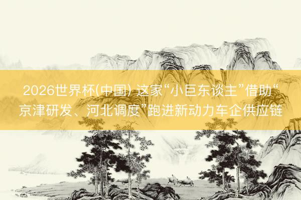 2026世界杯(中国) 这家“小巨东谈主”借助“京津研发、河北调度”跑进新动力车企供应链