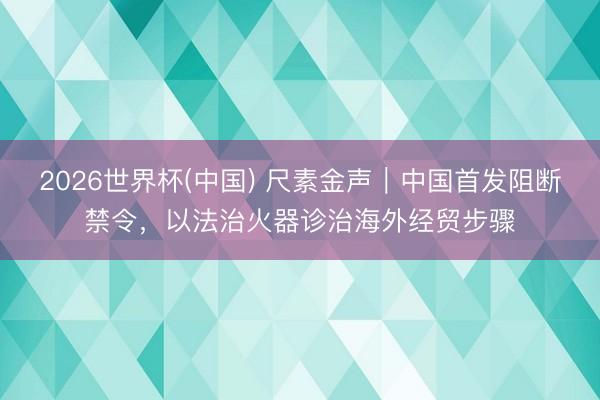 2026世界杯(中国) 尺素金声｜中国首发阻断禁令，以法治火器诊治海外经贸步骤