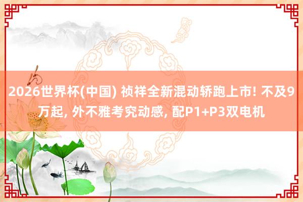 2026世界杯(中国) 祯祥全新混动轿跑上市! 不及9万起, 外不雅考究动感, 配P1+P3双电机